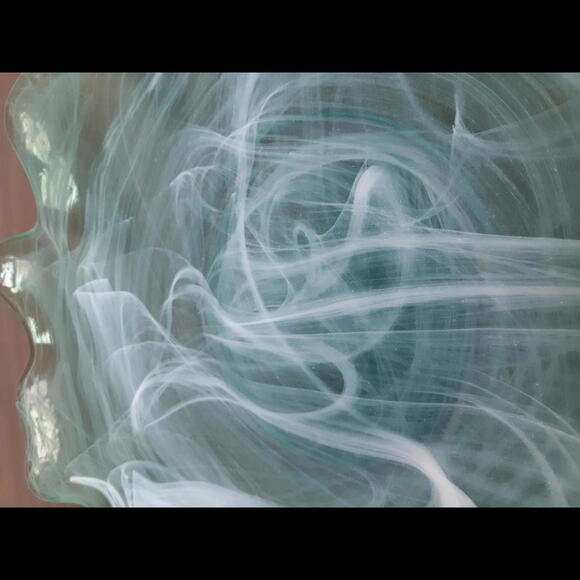 Glass Platter Swirl Bowl Dish 13” Scalloped Edge - Picture 4 of 5